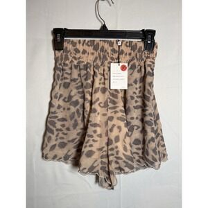 NWT Generation Love Bianca Shorts XS Leopard Smocked Waist Scallop Hem $185
